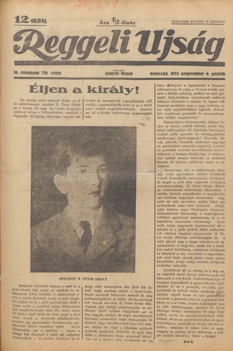 Reggeli Újság, 16. évf. 1935. szeptember 6. 210. sz.