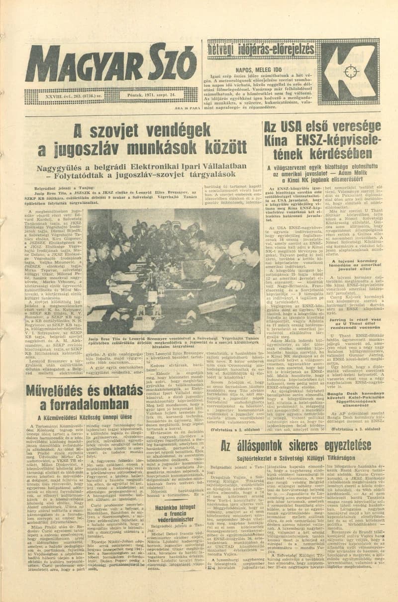 Magyar Szó, 28. évf. 1971. szeptember 24. 263. sz. 1–12. oldal