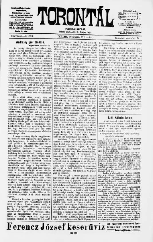 Torontál, 33. évf. 1904. november 28. 271. sz.