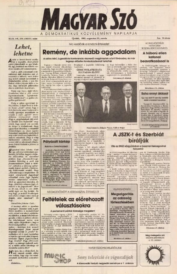 Magyar Szó, 49. évf. 1992. augusztus 26. 234. sz. 1–12. oldal