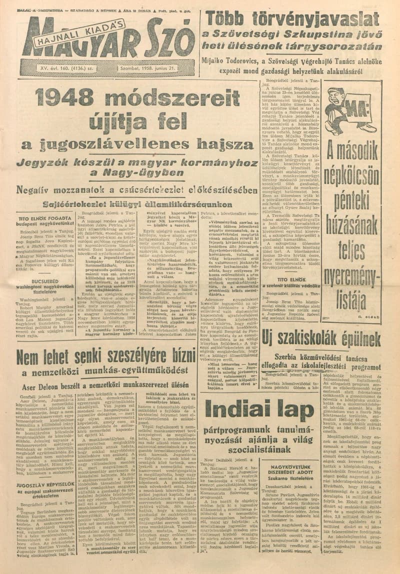Magyar Szó, 15. évf. 1958. június 21. 160. sz. 1–16. oldal