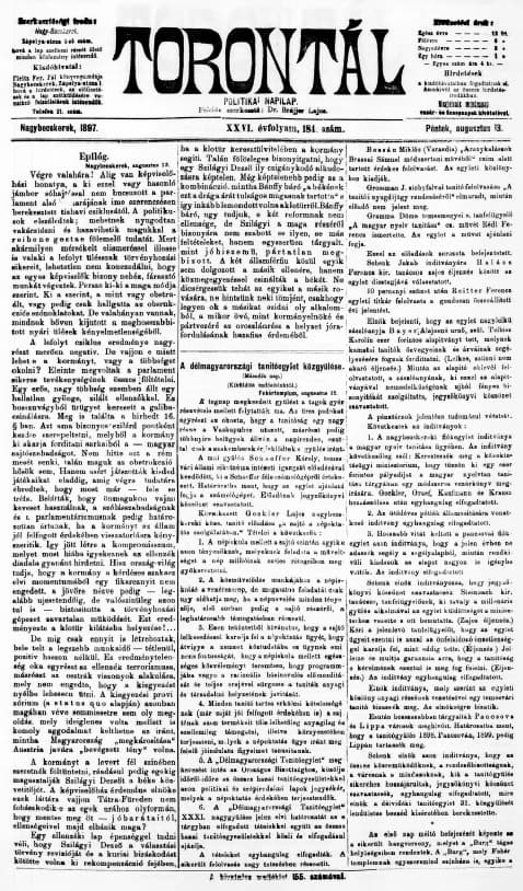 Torontál, 26. évf. 1897. augusztus 13. 184. sz.