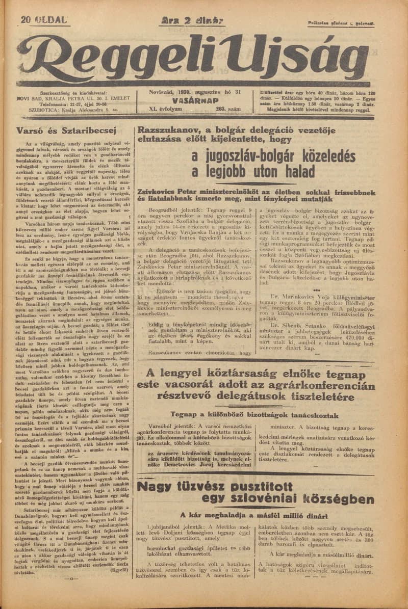 Reggeli Újság, 11. évf. 1930. augusztus 31. 203. sz.
