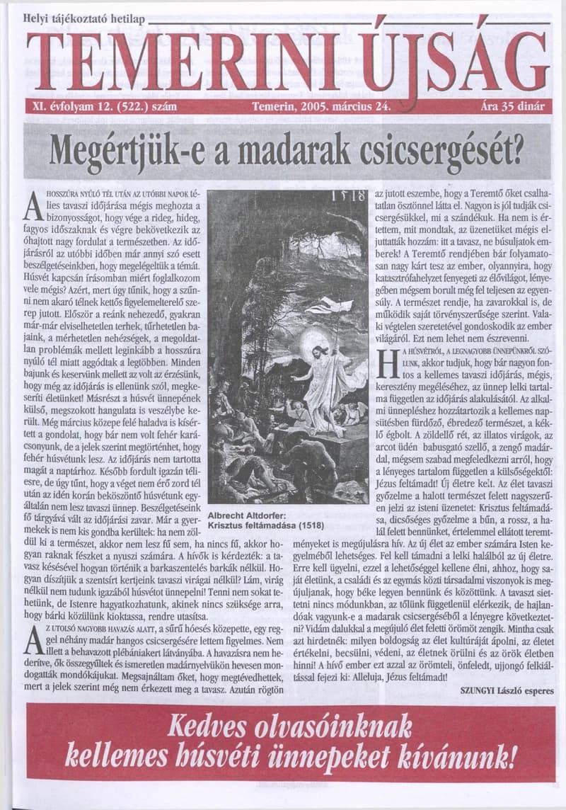 Temerini Újság, 11. évf. 2005. március 24. 12. sz.
