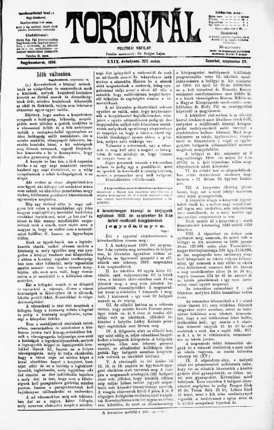 Torontál, 29. évf. 1900. szeptember 22. 217. sz.