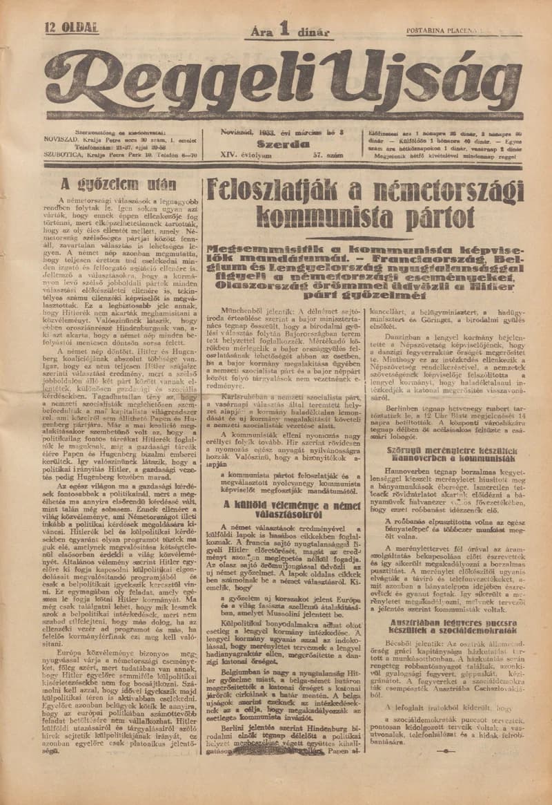 Reggeli Újság, 14. évf. 1933. március 8. 57. sz.
