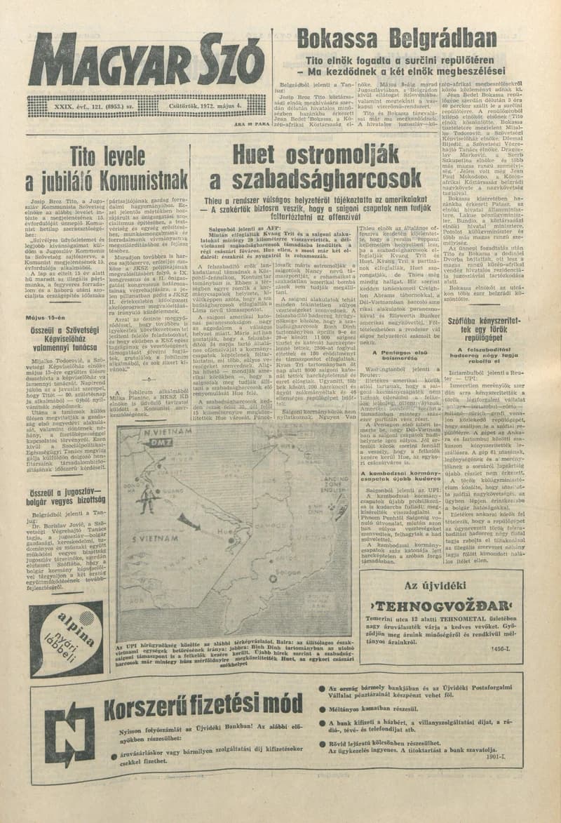 Magyar Szó, 29. évf. 1972. május 4. 121. sz. 1–16. oldal