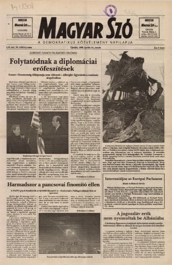Magyar Szó, 56. évf. 1999. április 14. 76. sz. 1–8. oldal