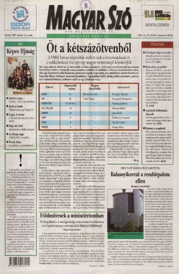Magyar Szó, 64. évf. 2007. február 14. 37. sz. 1–20. oldal