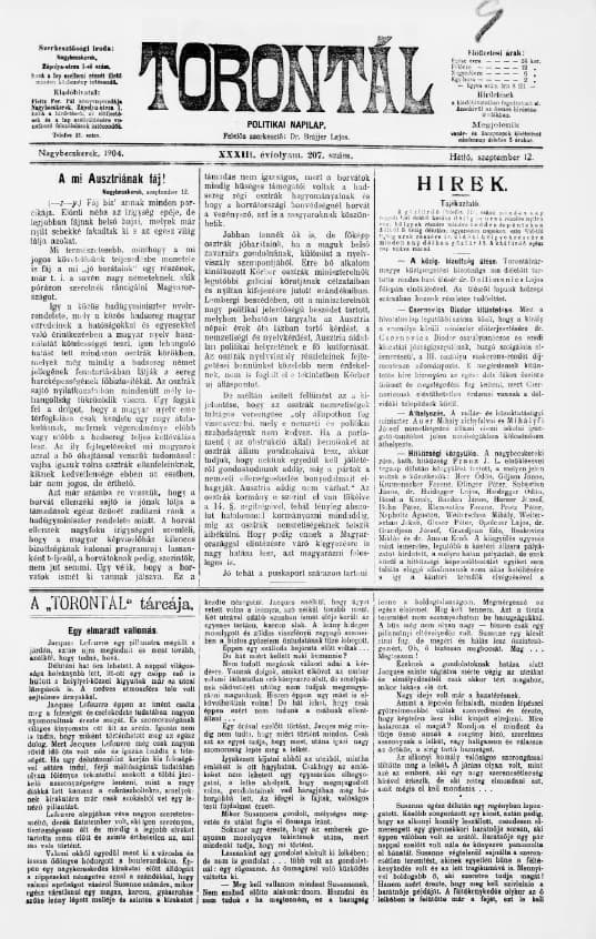 Torontál, 33. évf. 1904. szeptember 12. 207. sz.