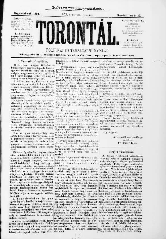 Torontál, 21. évf. 1892. január 30. 5. sz.