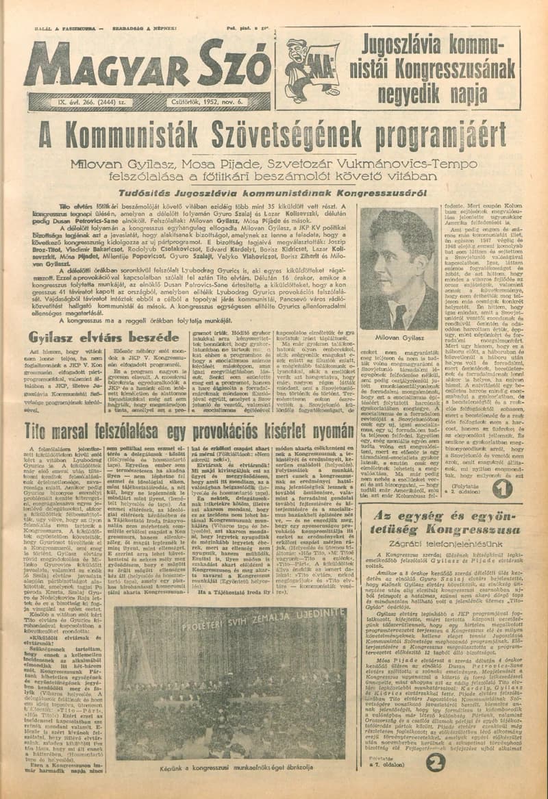 Magyar Szó, 9. évf. 1952. november 6. 266. sz. 1–8. oldal