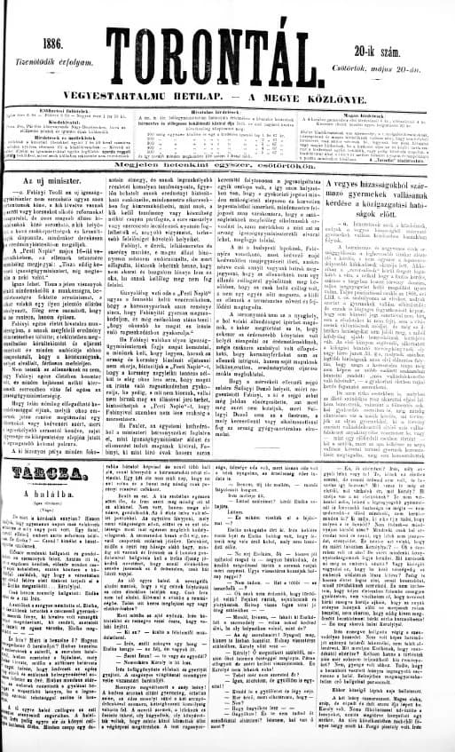Torontál, 15. évf. 1886. május 20. 20. sz.