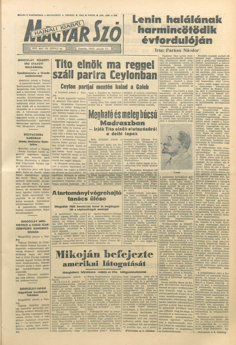 Magyar Szó, 16. évf. 1959. január 21. 16. sz. 1–16. oldal