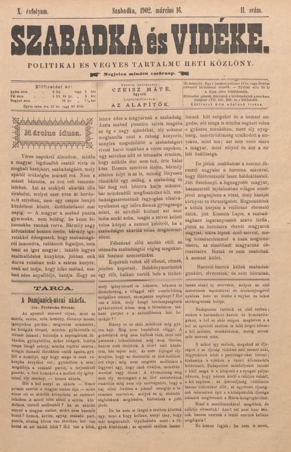 Szabadka és vidéke II, 10. évf. 1902. március 16. 11. sz.