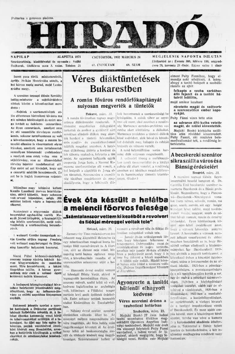 Híradó, 61. évf. 1932. március 24. 69. sz.