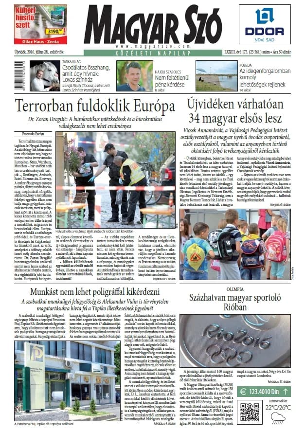 Magyar Szó, 73. évf. 2016. július 28. 173. sz. 1–20. oldal