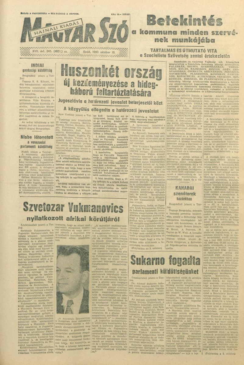 Magyar Szó, 17. évf. 1960. október 18. 245. sz. 1–24. oldal