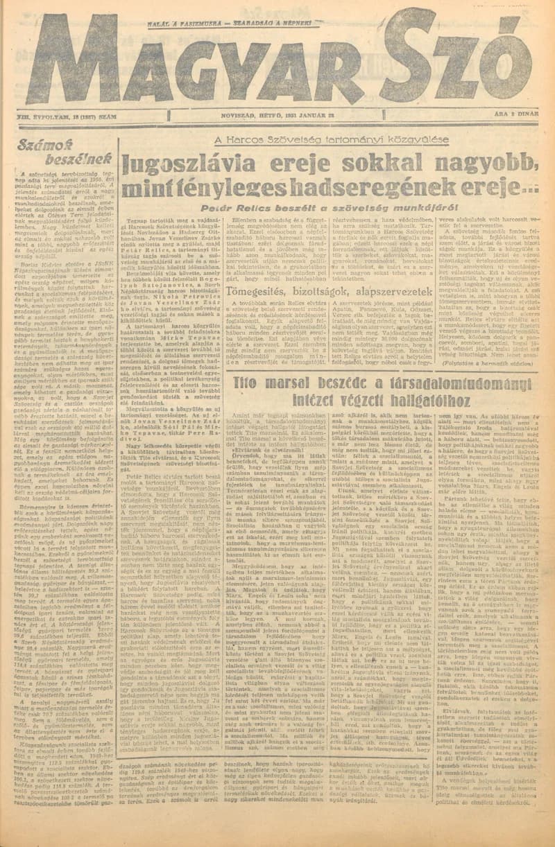 Magyar Szó, 8. évf. 1951. január 22. 18. sz. 1–4. oldal
