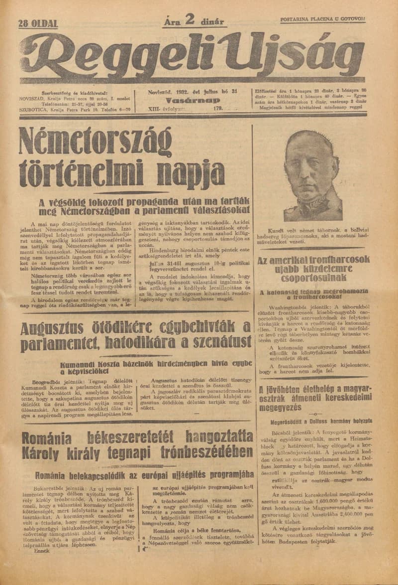 Reggeli Újság, 13. évf. 1932. július 31. 179. sz.