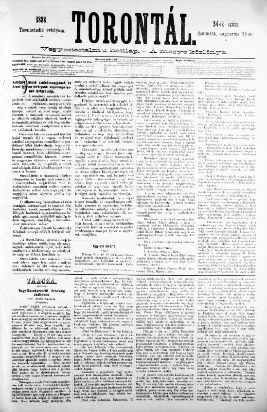 Torontál, 17. évf. 1888. augusztus 23. 34. sz.