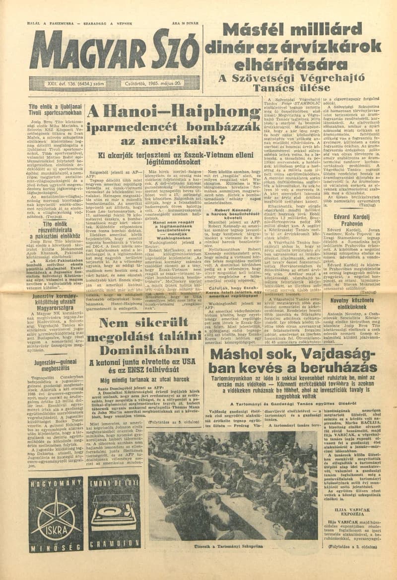 Magyar Szó, 22. évf. 1965. május 20. 136. sz. 1–14. oldal