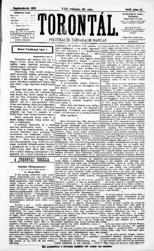 Torontál, 22. évf. 1893. július 24. 167. sz.