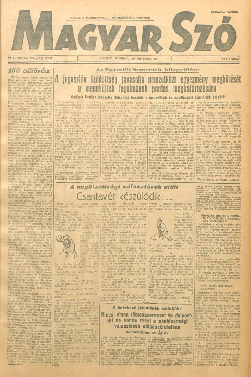 Magyar Szó, 6. évf. 1949. november 12. 269. sz. 1–4. oldal