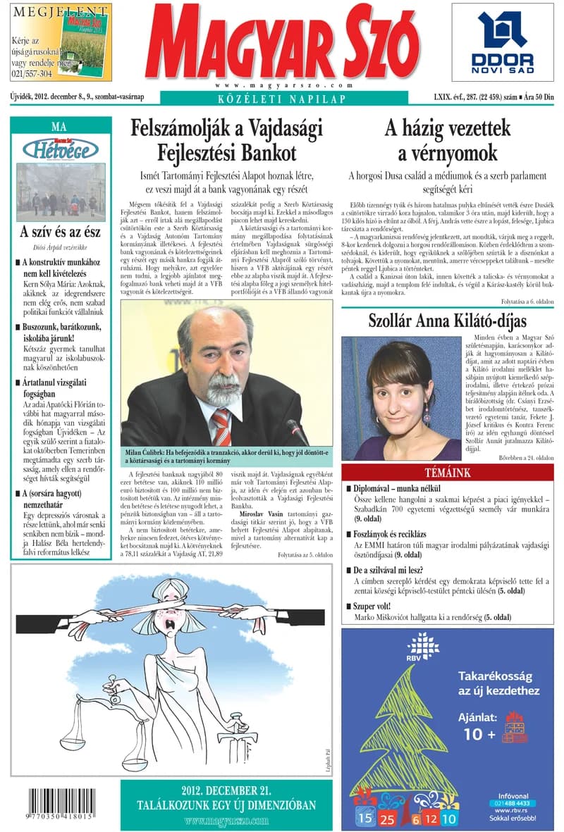 Magyar Szó, 69. évf. 2012. december 8. – 9. 287. sz. 1–44. oldal