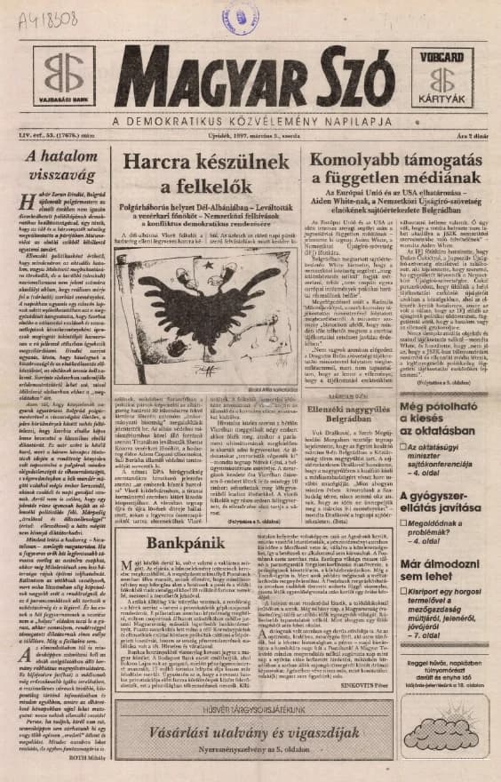Magyar Szó, 54. évf. 1997. március 5. 53. sz. 1–16. oldal