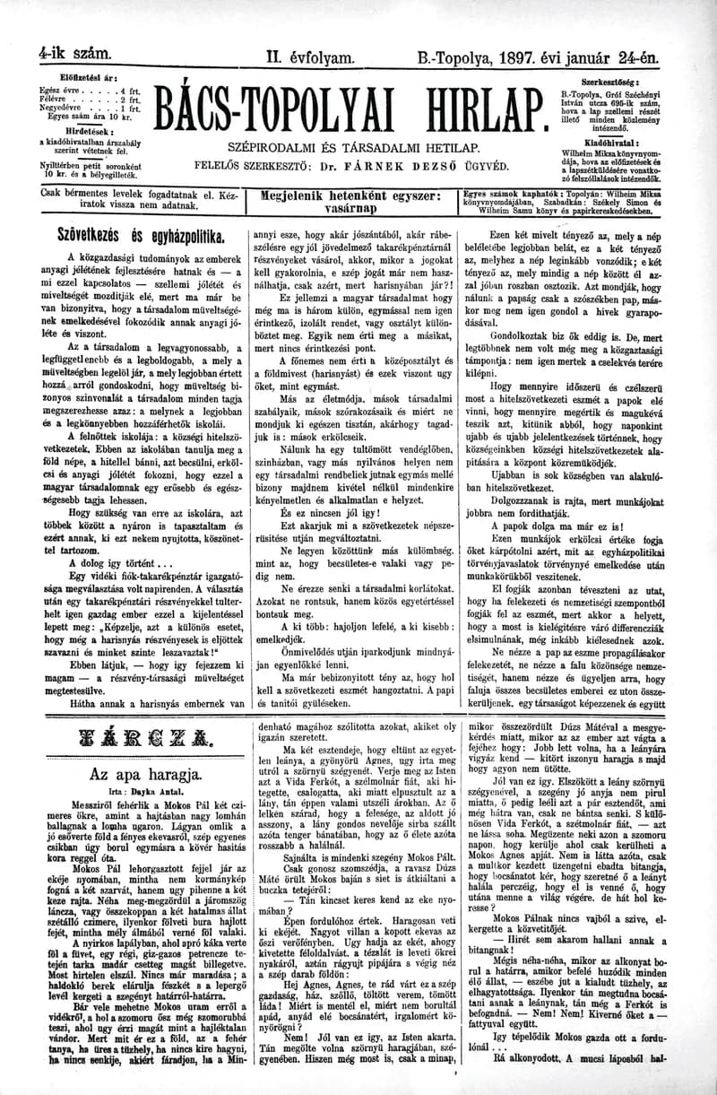Bács-Topolyai Hirlap, 2. évf. 1897. január 24. 4. sz.