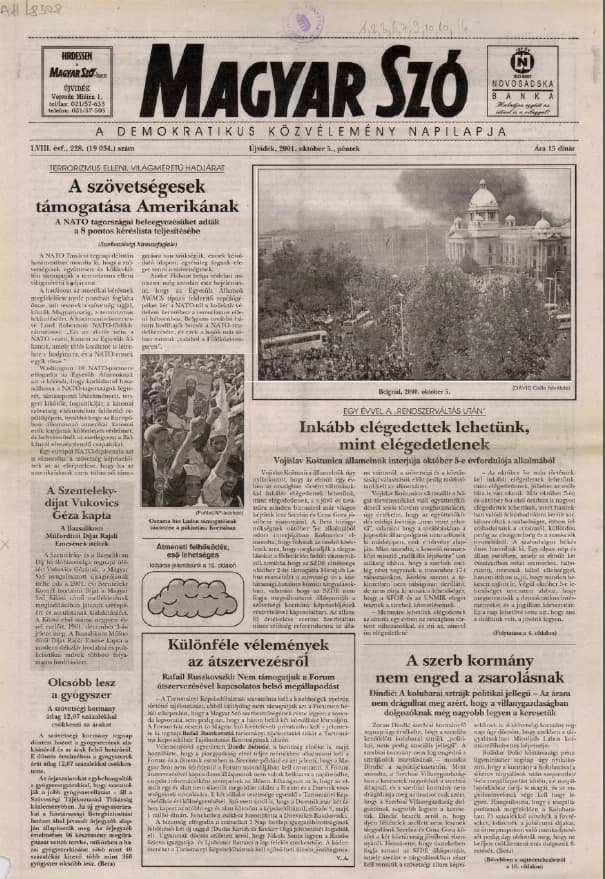Magyar Szó, 58. évf. 2001. október 5. 228. sz. 1–16. oldal