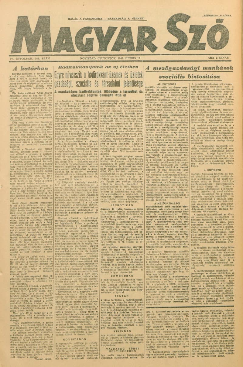 Magyar Szó, 4. évf. 1947. június 12. 146. sz. 1–8. oldal