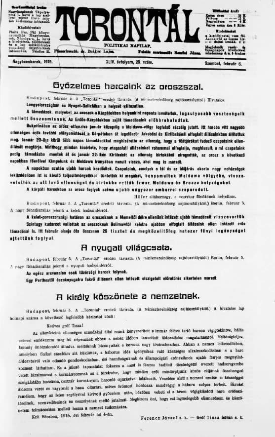 Torontál, 44. évf. 1915. február 6. 29. sz.
