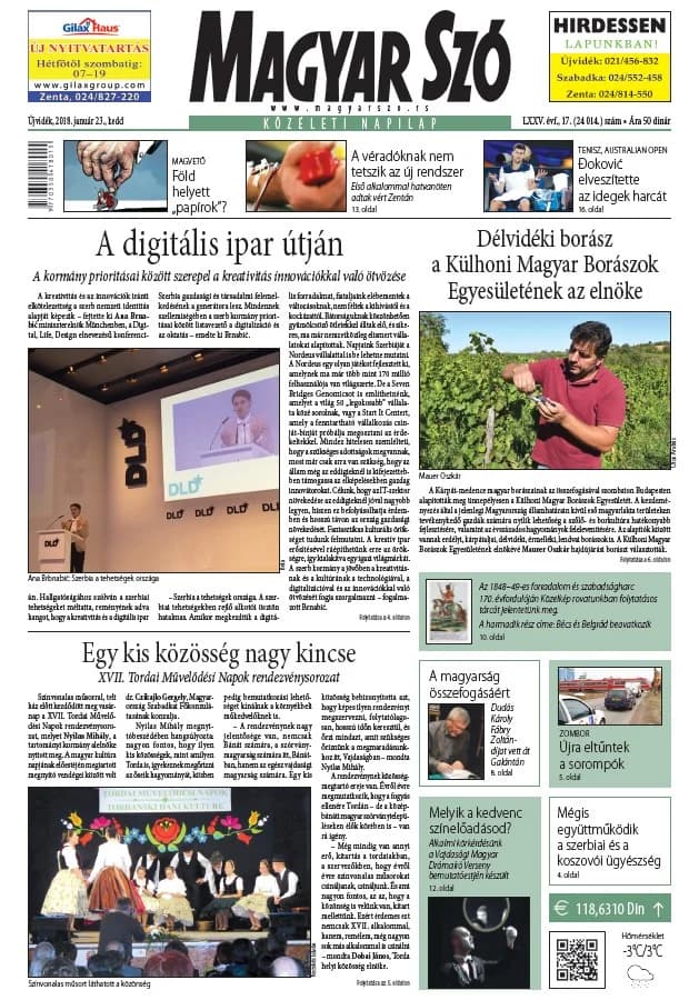 Magyar Szó, 75. évf. 2018. január 23. 17. sz. 1–20. oldal
