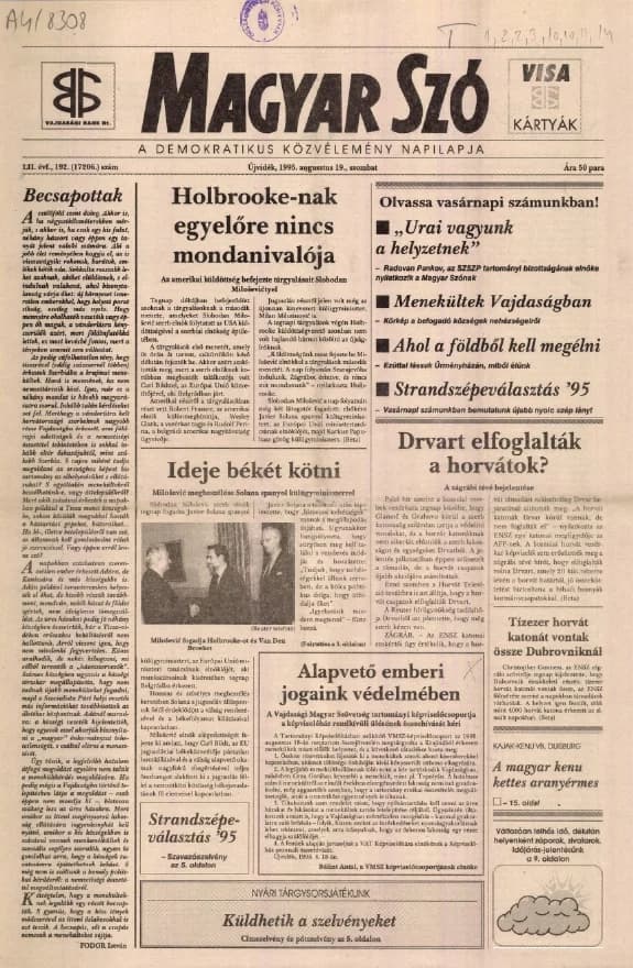 Magyar Szó, 52. évf. 1995. augusztus 19. 192. sz. 1–16. oldal