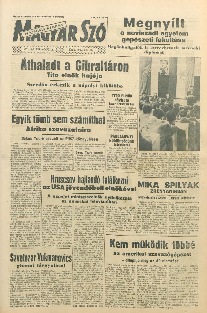 Magyar Szó, 17. évf. 1960. október 11. 239. sz. 1–22. oldal