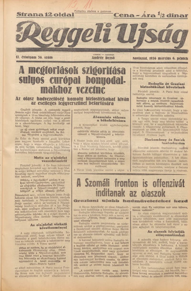 Reggeli Újság, 17. évf. 1936. március 6. 56. sz.