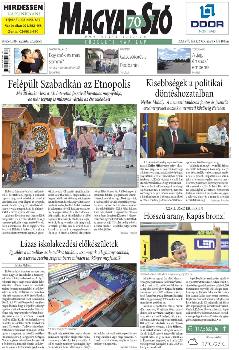 Magyar Szó, 71. évf. 2014. augusztus 22. 194. sz. 1–16. oldal