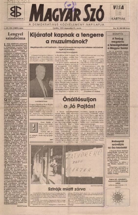 Magyar Szó, 50. évf. 1993. szeptember 22. 258. sz. 1–12. oldal