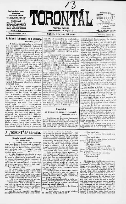 Torontál, 33. évf. 1904. június 16. 136. sz.