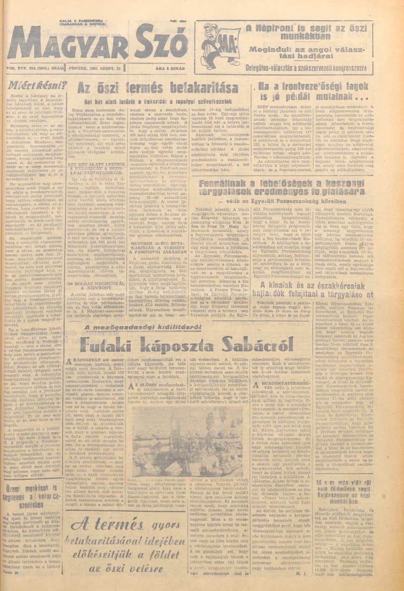 Magyar Szó, 8. évf. 1951. szeptember 21. 224. sz. 1–4. oldal