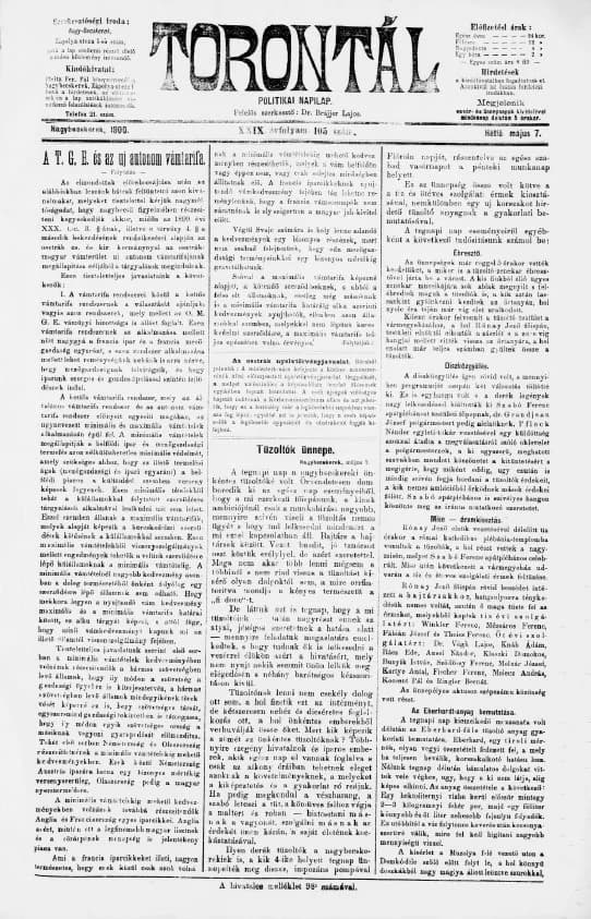 Torontál, 29. évf. 1900. május 7. 105. sz.