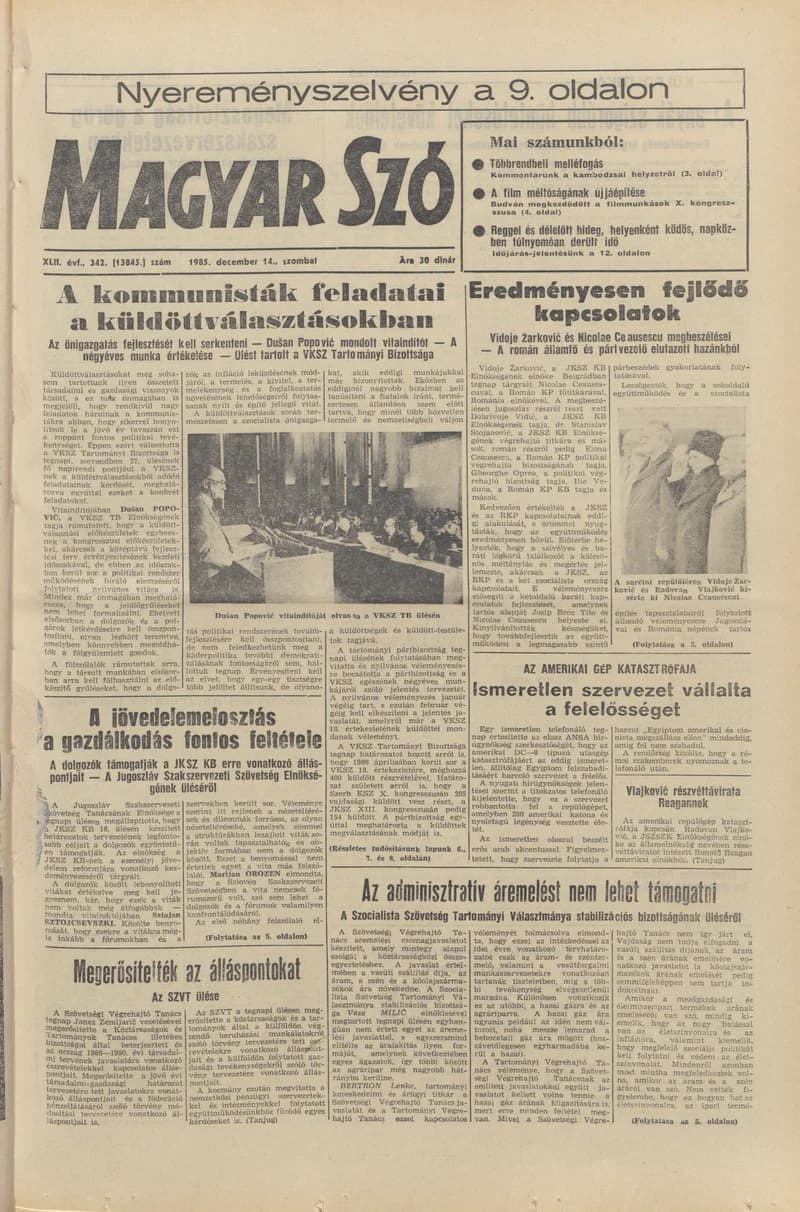 Magyar Szó, 42. évf. 1985. december 14. 342. sz. 1–24. oldal