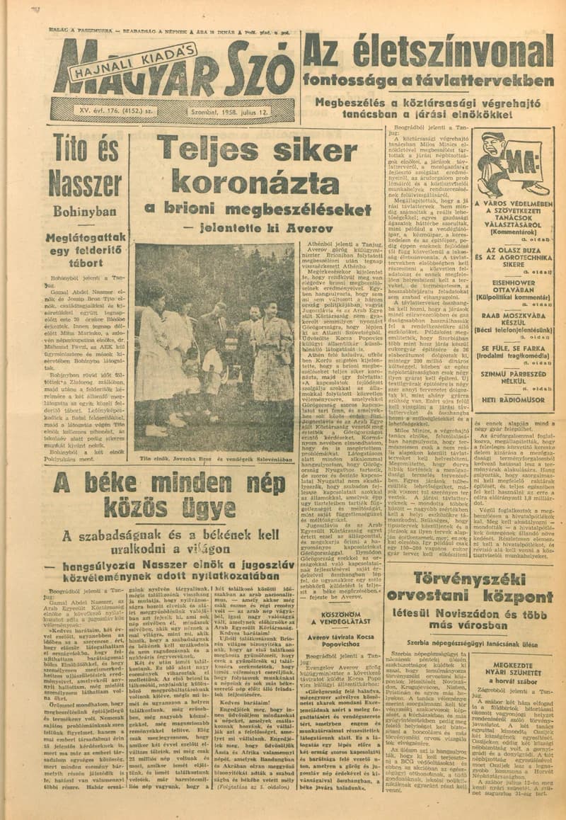 Magyar Szó, 15. évf. 1958. július 12. 176. sz. 1–16. oldal