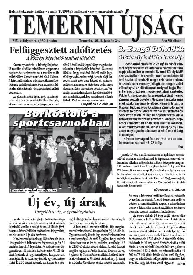 Temerini Újság, 19. évf. 2013. január 24. 4. sz.