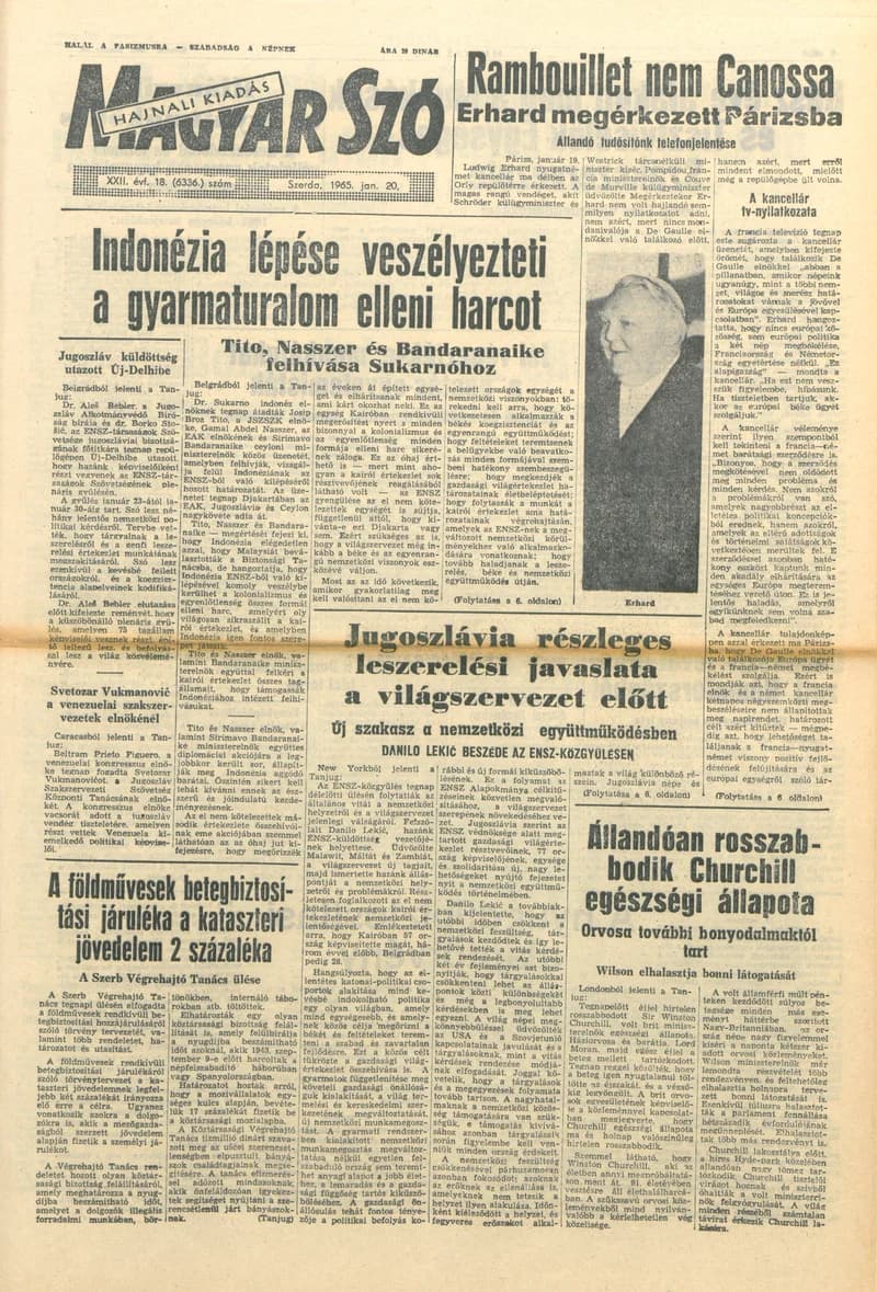 Magyar Szó, 22. évf. 1965. január 20. 18. sz. 1–16. oldal