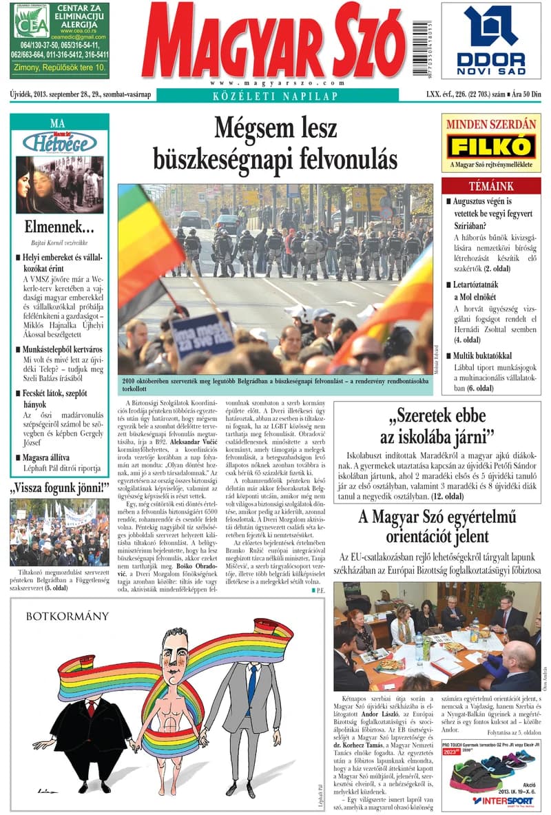 Magyar Szó, 70. évf. 2013. szeptember 28. – 29. 226. sz. 1–44. oldal