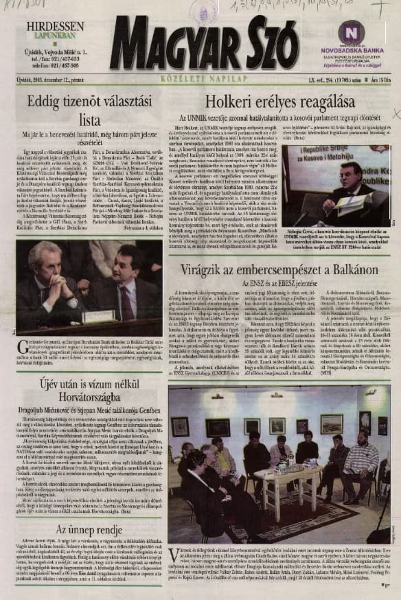 Magyar Szó, 60. évf. 2003. december 12. 294. sz. 1–20. oldal