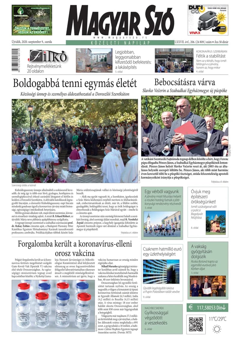 Magyar Szó, 77. évf. 2020. szeptember 9. 206. sz. 1–16. oldal